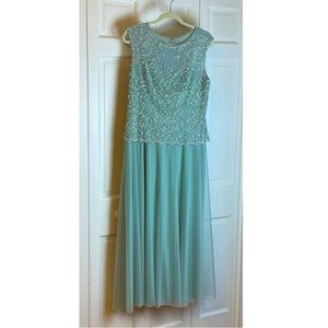 Stunning Cachet Evening Gown in Light Blue with Beautiful Beading & Rhinestones
